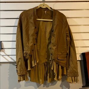 Free People mustard color ?Ruffle Blazer